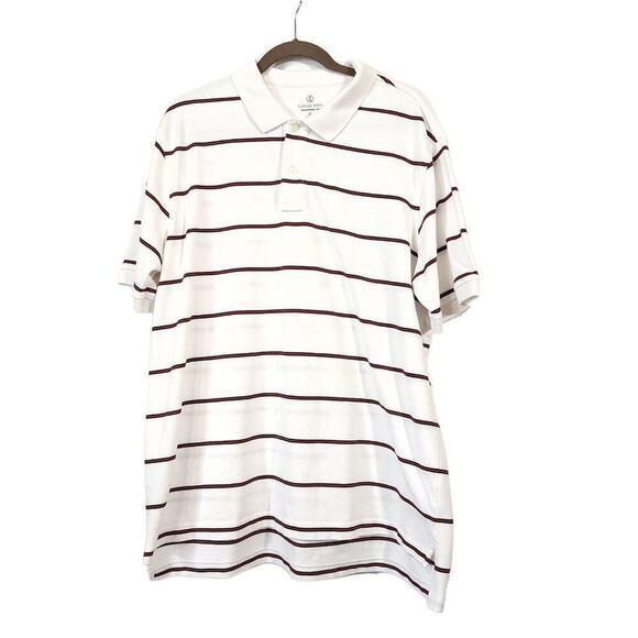 Lands End Polo Mens Shirt Size Xl Striped White Red Navy Used Collared Cotton - Picture 1 of 9